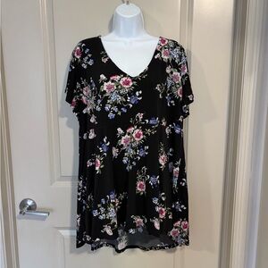 Torrid Black Floral V-Neck Blouse